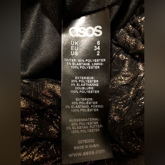 NWT ASOS Leopard Print Black and Gold Shiny Skirt Women’s Size 2 - Picture 8 of 10